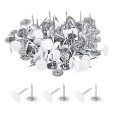 110Pcs Upholstery Tacks, 11 x 17 mm Cap Black Thumb Tacks, White