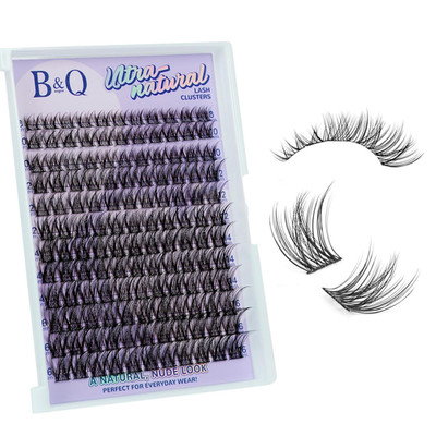 B&Q Wimpern Extensions 132Pcs Wispy Natürliche Lash Cluster Dünnes Band 8-16Mm K