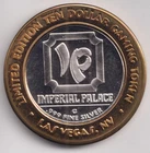 IMPERIAL PALACE LAS VEGAS  .999 FINE SILVER LIMITED ED TEN DOLLAR GAMING TOKEN