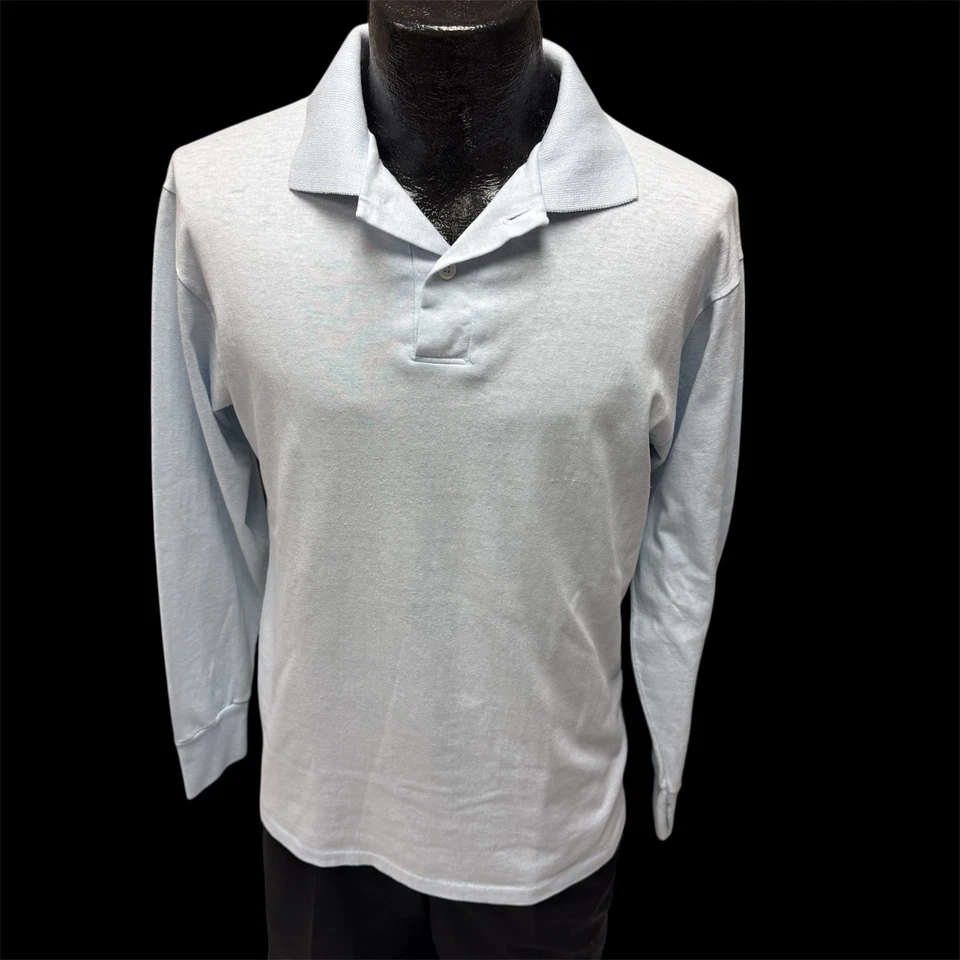 Vtg 80's Sky Blue California Beach Sailboarding WINDSURFING SURFER Polo Shirt M - Image 4 of 4