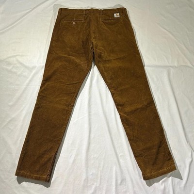 Carhartt Pants Mens 36x30.5 WIP Corduroy Brown Sid Pant Chino Workwear Trousers