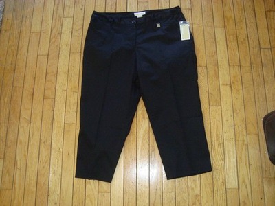 MICHAEL KORS BLACK CROPPED COTTON BLEND LADIE'S PANTS SIZE 14W BNWT@$79.50