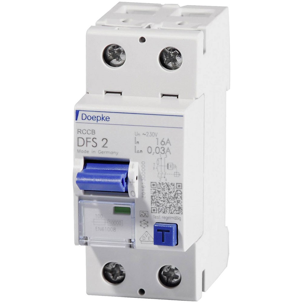 Doepke DFS2 RCCB 2-pin 25A 0.03A for 230V fault protection
