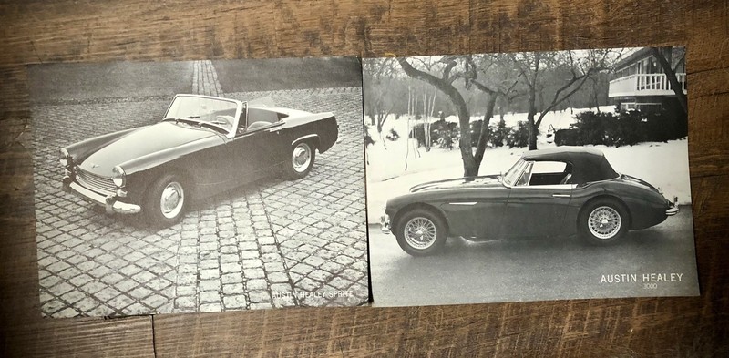 1965 Austin Healey Mark III Sprite & 3000 Convertible Car Dealer Sales Cards
