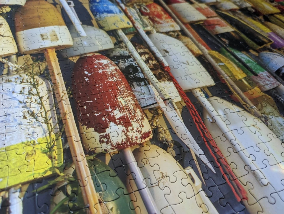 Milton Bradley 五颜六色的浮标 500 块拼图带海报完整 — 第 4/4 张图片