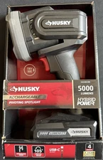 BRAND NEW Husky 5000 Lumen Hybrid Power Swivel Rechargeable Spotlight