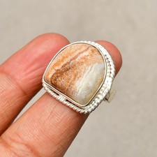 Picture jasper Gemstone 925 Sterling Silver Handmade Silver Jewelry Ring 7