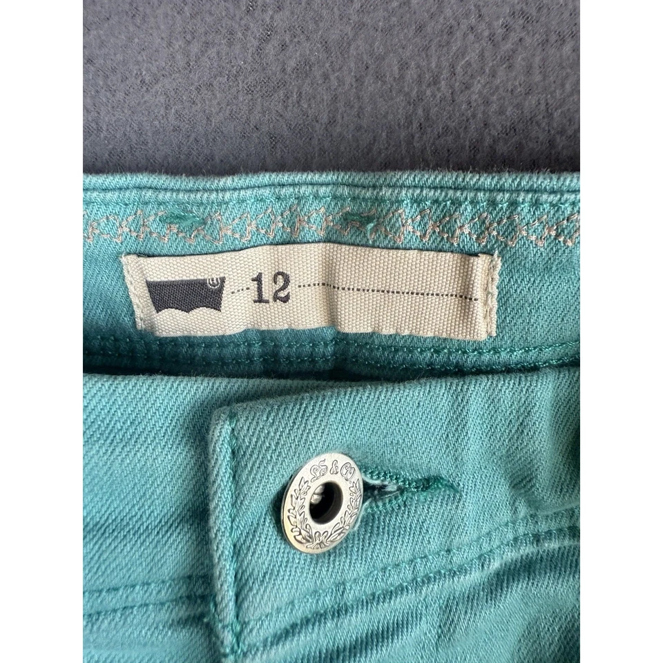 LEVI'S VINTAGE DENIM WOMENS JEAN SHORTS sz12; AQUA BLUE UG03420 2013 - Image 2 of 4