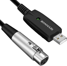 HOSONGIN XLR to USB Recording Cable for Microphone, 48V Phantom Power Required f