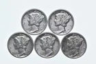 High Grade Lot 1937 1935 1934 1938 1936 Mercury Dime Collection *586