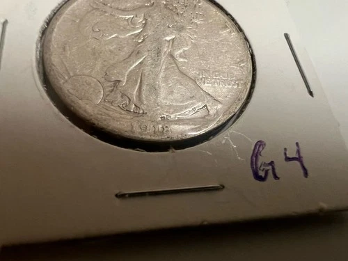 1918 S Walking Liberty Half Dollar - Fine Condition - 90% Silver, Original