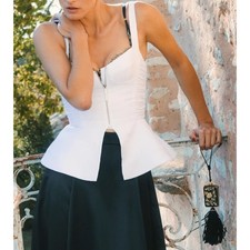Reformation The Collection Truro Top Size 4 White Bustier Corset Zip Front Tank