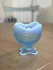 Vintage Shell Motif Blue & Milk Glass Dish *Glows* 395/365 nm