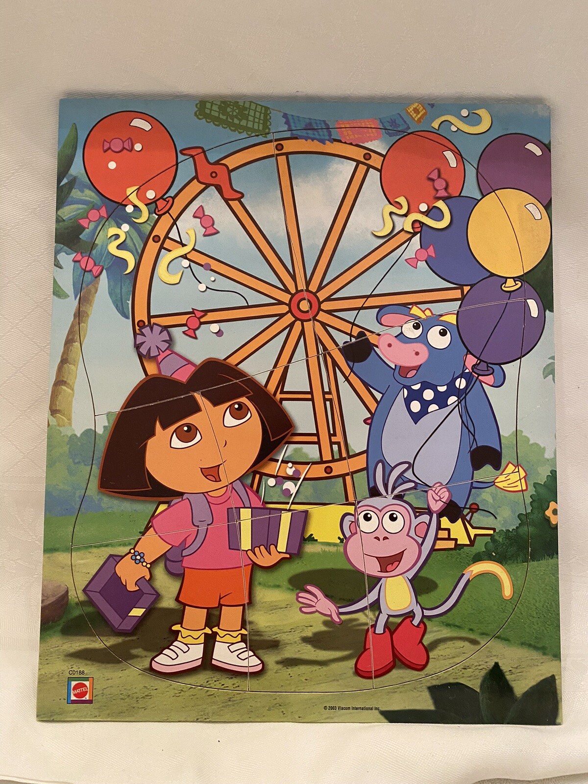 2003 Mattel DORA THE EXPLORER Puxxle Wood & Paper Ferris Wheel Balloons