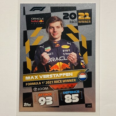 Max Verstapppen 2021 RACE WINNER FOIL 291 Topps F1 Turbo Attax 2022 Formula 1