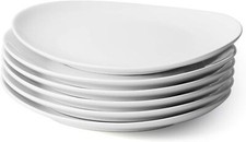 Ceramic 11-Inch Dinner Plate Set of 6 - White Dinner Plates - Scratch Resistant