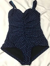 Gabar Woman's Size 10 Blue Poke-a Dot One Piece Bathing Suit
