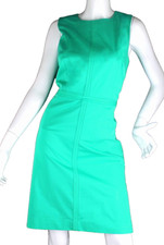 {ANN TAYLOR} Green Sheath Dress Side Zip/High Neck Summer/Stretch/Lined ~10
