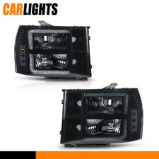 Fit For 07-13 Gmc Sierra 1500 2500hd 3500hd Led Drl Smoke Lens Headlights Lamps