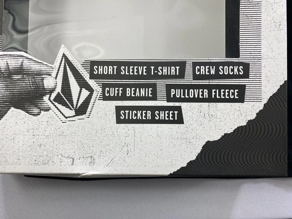 Boy's Youth Volcom Frickin Gift Set Hoodie T-Shirt Beanie Sticker Sheet Socks  - Image 4 of 4