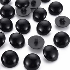 Black Shank Button - Domed Shape - Acrylic - Half Round - 22mm x 13mm(033B-01)