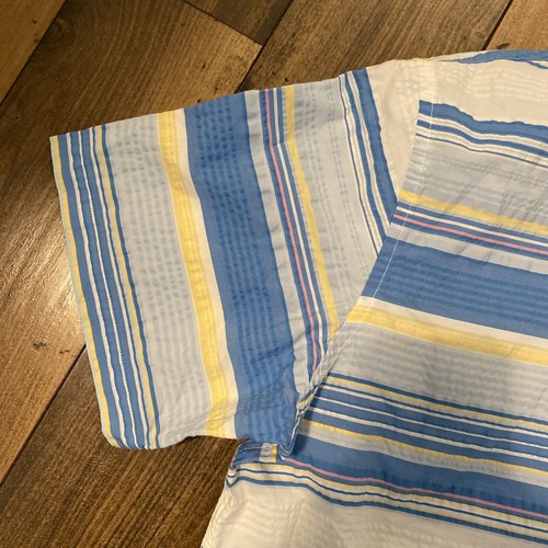 Club Monaco men’s XL short sleeve summer shirt. Blue pink white yellow NEW!!! - Picture 3 of 10