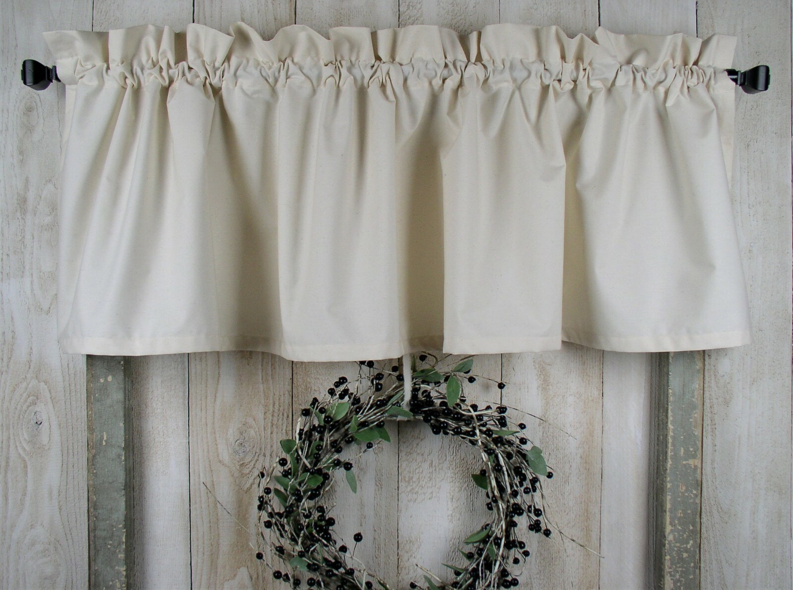 80"W Natural Muslin Door Valance Super Weight Cotton Classic Country