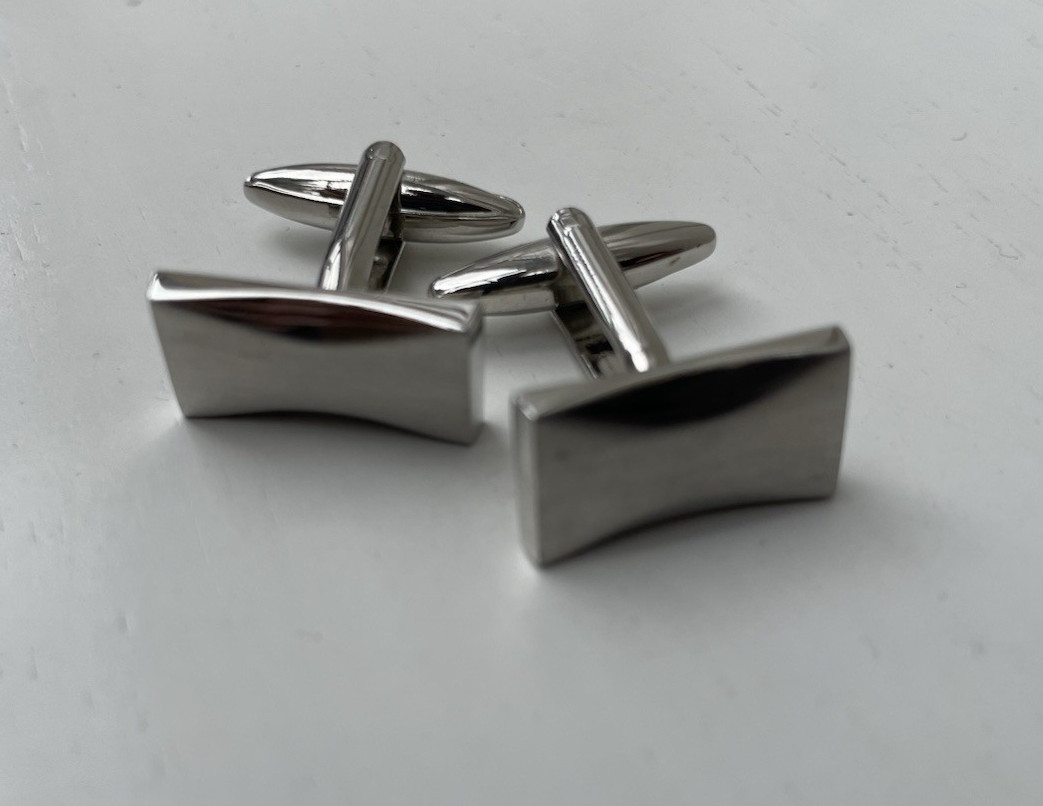 Silver Rectangular Bar Matt & Polished Effect Cuf… - image 6