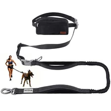 Hands Free Dog Leash with Zipper Pouch Double Handle Running Reflective Bunge...