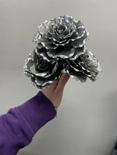 Metal Rose Flowers, handcrafted, bent, and welded with Stems $65/3 Rose Bouquet￼