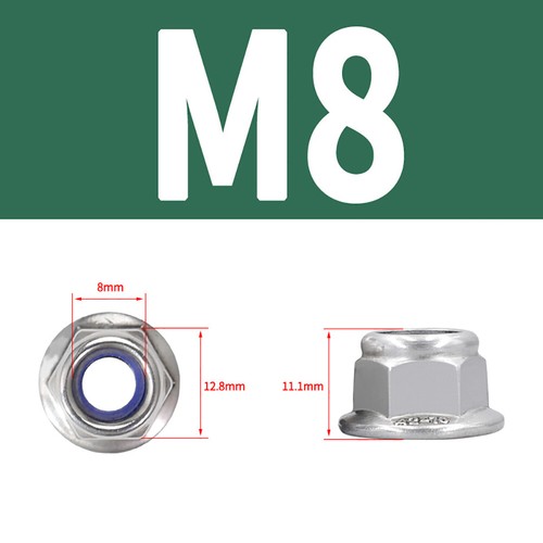 1X Marine Grade Stainless Steel Nylock Nut M6 M8 M10 Flange Insert Lock Nuts A4 - Picture 15 of 18