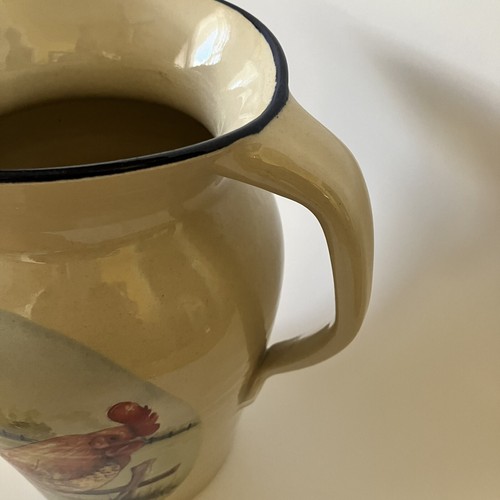 Marshall Pottery Stoneware Pitcher Painted Rooster Signed Heriberto Rodriguez - Picture 3 of 7