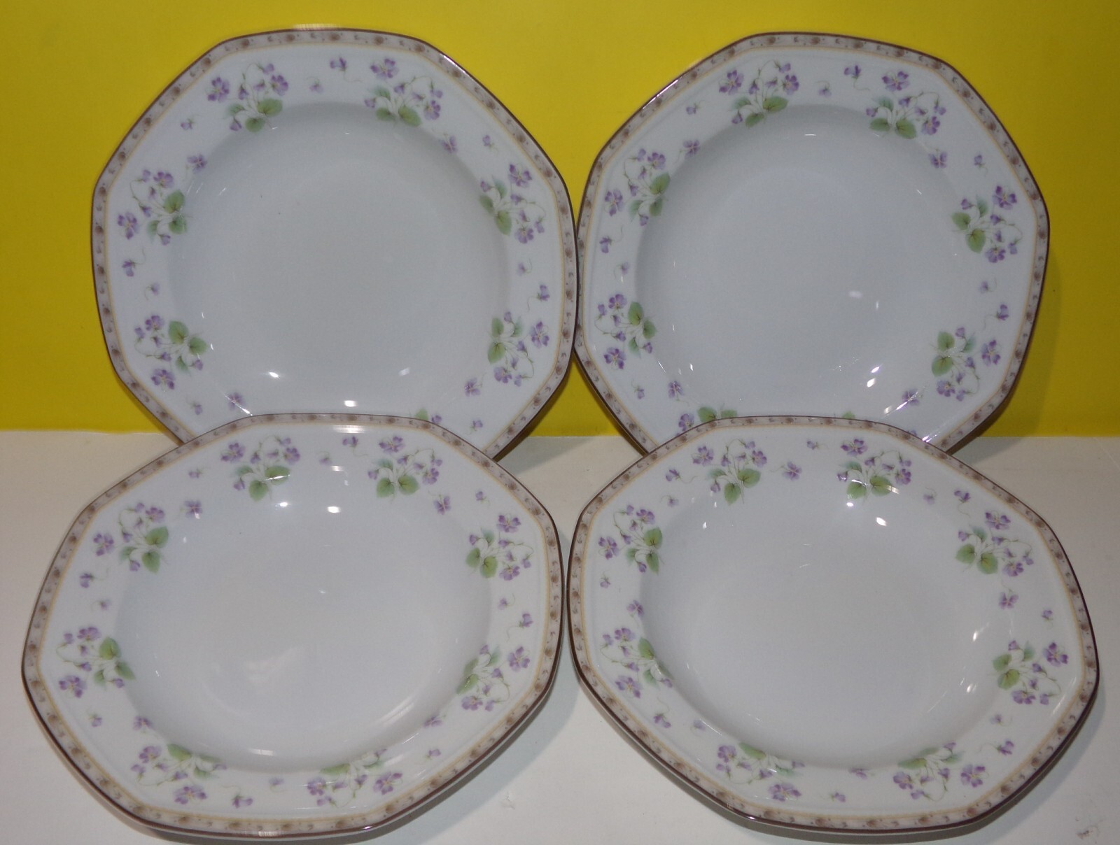 Set of 4 Christopher Stuart Gracious Octagonal Flat Rim soup Bowls Fine ...