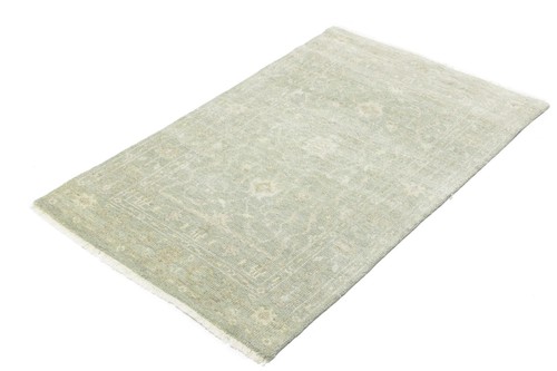 Hand-Knotted Distressed Muted Floral Rug Transitional Oriental Carpet 3X5 ft - Picture 5 of 16