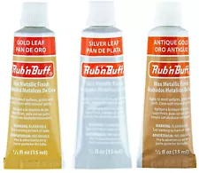 Amaco Rub 'n Buff Gold Silver Antique Gold Leaf 3 Tubes Lot Wax Metallic Finish