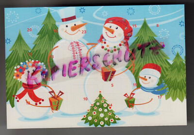 Adventskalender mit 24 Türchen - Postkarten-Format Schneemann Schneefrau Kinder