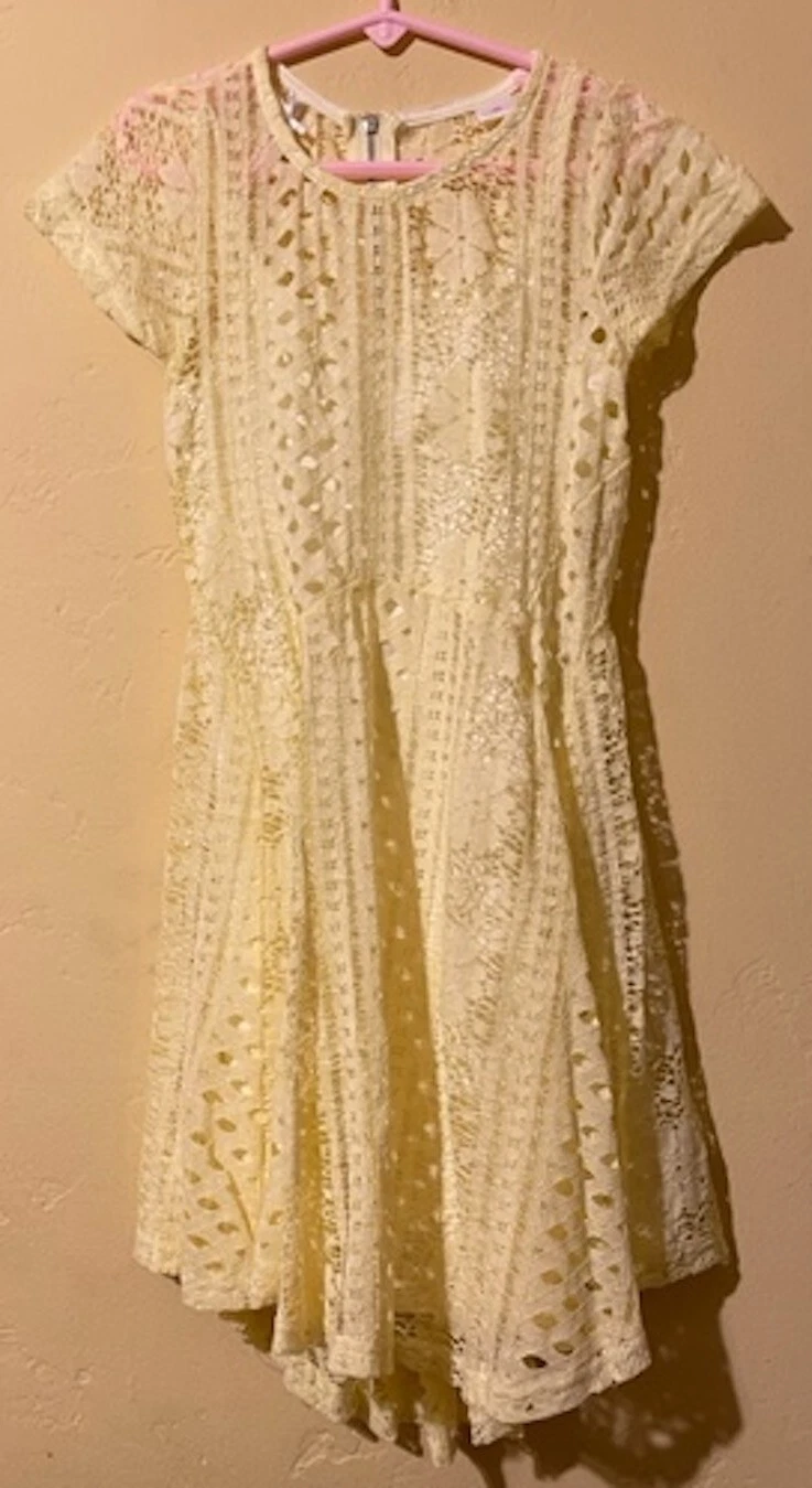 Scooter Brown Girls Lace Dress Size 6X Girls Yellow Lace Dress