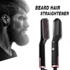 Lisseur barbe et cheveux homme brosse chauffante 2 en 1 anti frisottis rapide