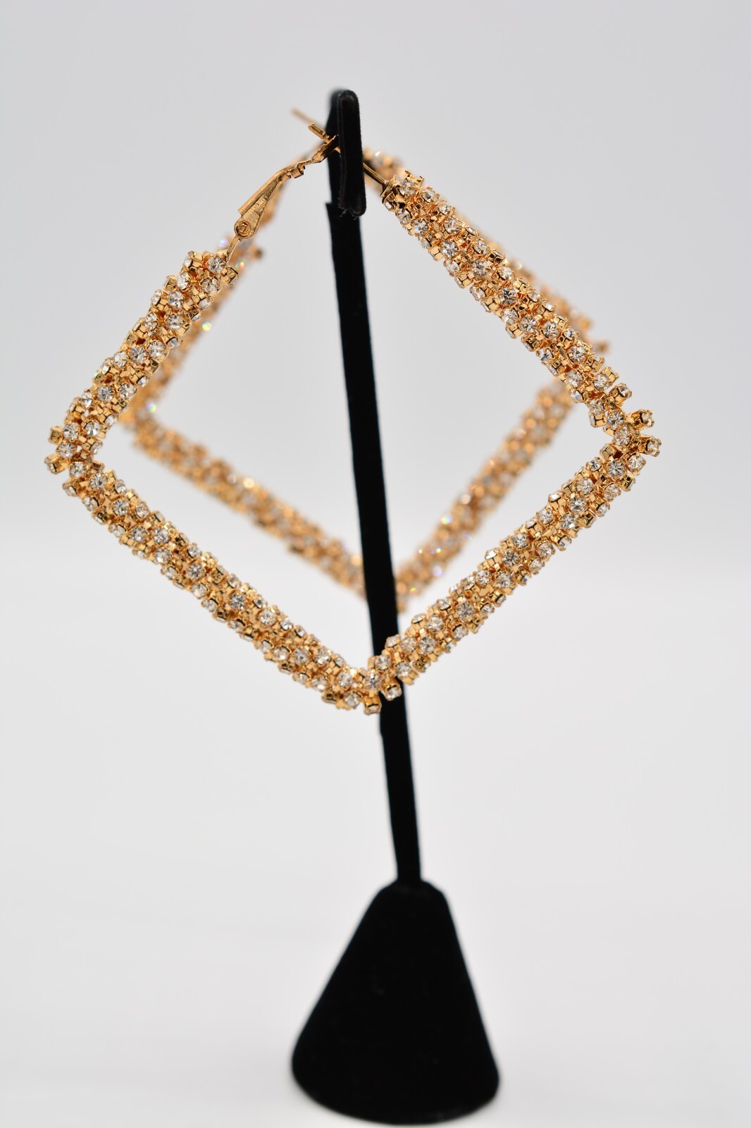 Dangle Statement Hoops Earrings Square Rhinestone… - image 8