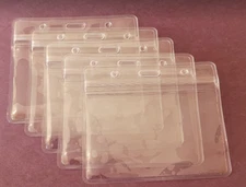 5 ID Horizontal Badge Plastic Holder Zip Lock Zipper ID Card Waterproof USA Ship