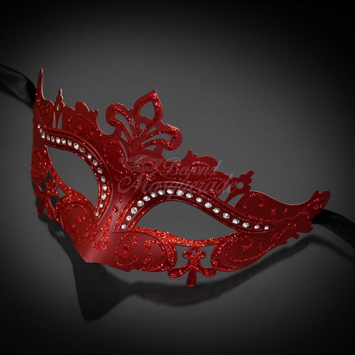 Classic Womens Mardi Gras Venetian Masquerade Mask with Rhinestones - Picture 33 of 45