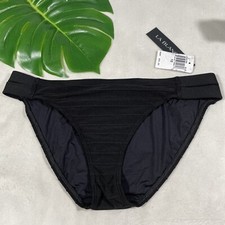 NWT 55 La Blanca Shutter Pleat Split Tab Bikini Bottom in black SZ 12 P848