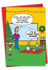 1 Funny Christmas Card with Envelope - Merry Christmas Holiday F'in Dickhead