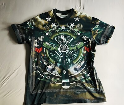 Givenchy T-Shirt Größe M Fighter Jet Print Colombian Fit Spring 2013 Off  White