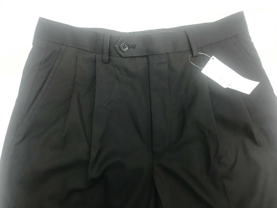 IZOD Dress Pants 29W Unhemmed Black Pleated Front - Image 4 of 4