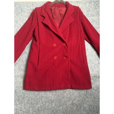 Forecaster Of Boston Peacoat Red Women Sz 9/10 Wool Blend Double Breasted