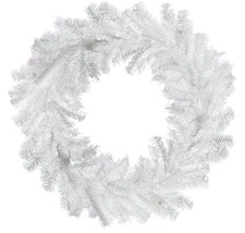 18IN White Christmas Wreath Artificial Tinsel Brush Door Hanging Xmas Decor