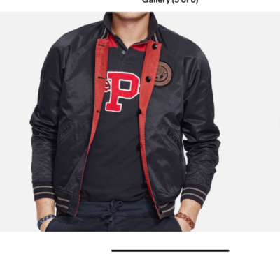 Polo Ralph Lauren Red Black Reversible P Wing Mens Bomber Jacket