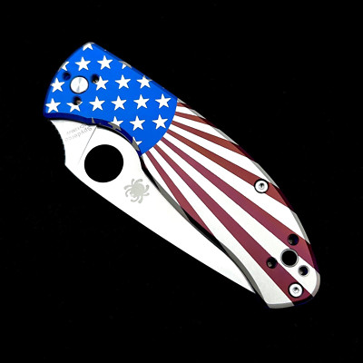 Spyderco Tenacious Knife C122TIBLP Satin Plain Edge Blade USA Starburst Titanium