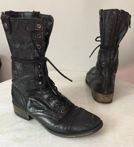 black fold down combat boots